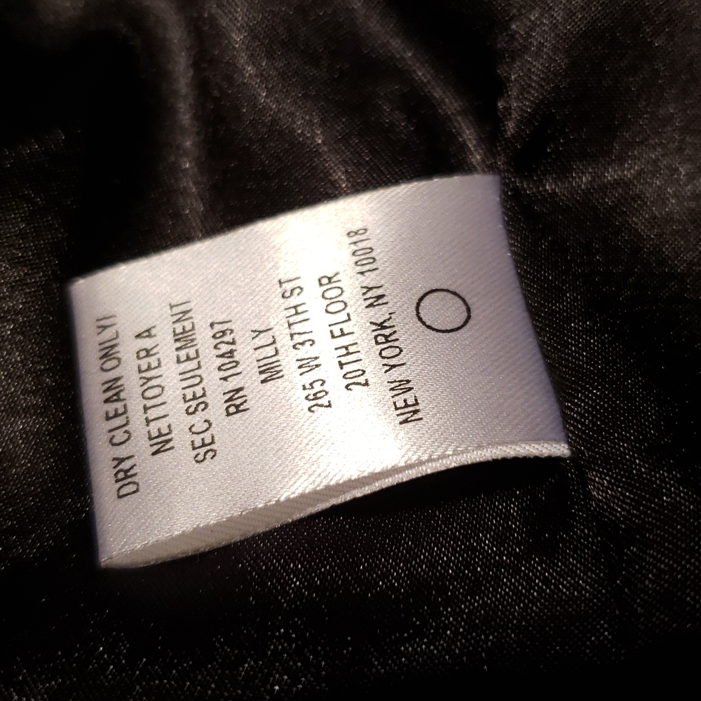 MILLY of New York New Mini Skirt Ribbon Waist Trim Wool Mohair BLACK Women's 10 - Picture 8 of 12